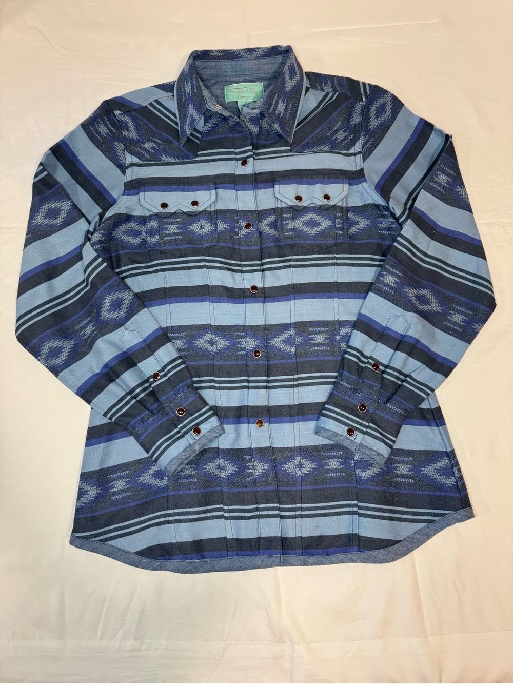 Panhandle Slim Womens Western Pearl Snap Shirt S Turquoise
